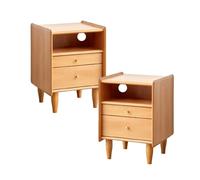Lot de 2 tables de nuit avec tiroirs - Tables de chevet en bois pour petits espaces - Tables d'extrémité avec rangement ouvert pour chambre à coucher et salon