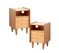 Lot de 2 tables de nuit avec tiroirs - Tables de chevet en bois pour petits espaces - Tables d'extrémité avec rangement ouvert pour chambre à coucher et salon