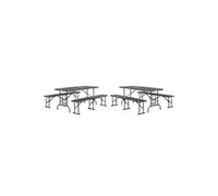 Lot de 2 tables de réception pliantes acier 2 bancs Fiesta 180cm gris foncé Gris foncé