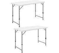 Lot de 2 tables de réception pliantes - TERRANOVA - Blanche - Acier et polyéthylène PEHD - 8 personnes - 122 × 60,5 × H74 cm
