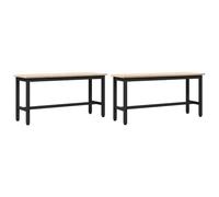 Lot de 2 tables de salle à manger en pin massif naturel 100 x 32,5 x 49 cm avec structure en acier, peu encombrant et robuste, polyvalentes pour salle à manger, cuisine, couloir, design moderne