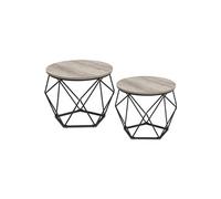 Lot de 2,Tables de Salon, Bouts de Canapé, Cadre en Acier Robuste, Grège et Noir