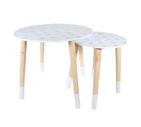 Lot de 2 Tables Enfant "Flocon" 48cm Blanc & Beige