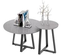 Lot de 2 Tables Gigogne en Pierre Frittée - Tables Basses Marbre Salon - Table Basse Ronde Design