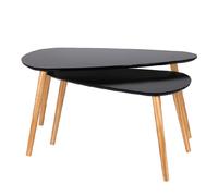 HOME DECO FACTORY Table Gigogne Bois Galet Noir