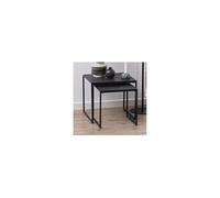 Lot de 2 tables gigognes aspect marbre et métal noir - ISAYA