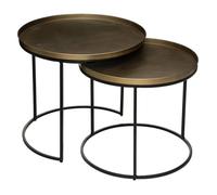 Lot de 2 tables gigognes ""Basile"" doré D51/56cm - Atmosphera createur d'interieur