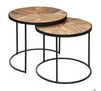 Lot de 2 tables gigognes ""Basile"" manguier D51/56cm - Atmosphera createur d'interieur