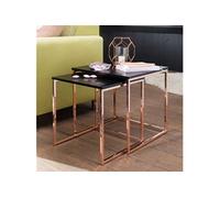 Lot de 2 tables gigognes carrée 46 cm et 40 cm en bois et métal