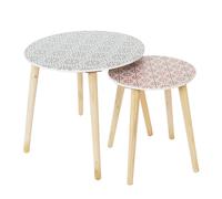 Lot de 2 Tables Gigognes d'Appoint "Patio" 48cm Rouge & Noir