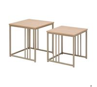 Lot de 2 tables gigognes Duna carrées 40/45cm beige - 5five