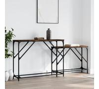 Lot de 2 tables gigognes en chêne fumé - Différentes tailles - Espace de rangement - Cadre en métal - Style industriel - Durable - Plateau stable - Polyvalent