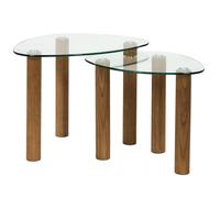 Lot de 2 Tables Gigognes en Verre "Clara" 60cm Transparent