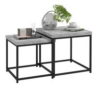 Lot de 2 tables gigognes - HOMCOM - carrées - cadre en acier et plateaux en bois - gris