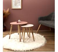 Home Deco Factory – Tables gigognes bicolores H48 x L43 x P50 cm – Lot de 2