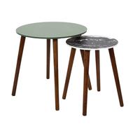 The Home Deco Factory - Table gigogne pieds en bois foncé (Lot de 2) Vert G