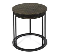 HOME DECO FACTORY - Lot de 2 Tables Gigognes Métal Martelé Mirage - Dimensions : Small 35 x 35 cm - Tall 40 x 40 cm