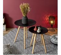 Home Deco Factory – Tables gigognes rondes Relief – Lot de 2 – Noir