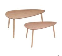 Lot de 2 tables gigognes ""Mileo"" pin L88/98cm - Atmosphera createur d'interieur