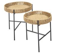 Home Deco Factory - Tables gigognes Pampa - Design marron et noir - Lot de 2
