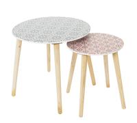 Lot de 2 Tables Gigognes "Patio" 48cm Rouge & Noir