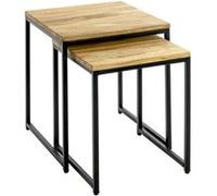 HAKU Möbel Lot de 2 Tables d'appoint chêne, Noir, Bois Massif, métal - Dim.: L 33/38 cm x H 41/46 cm x P 33/38 cm, Style: Modern