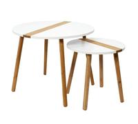 Home Deco Factory Tables gigognes HD7356 – Bicolore relief blanc, modulables 40x40/60x48 cm