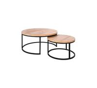 Lot de 2 tables gigognes rondes Coffee pieds métal