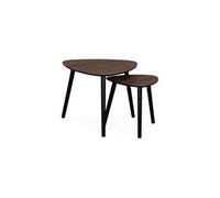 Lot de 2 tables gigognes style scandinave en MDF décor bois coloris noyer