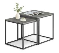 Lot de 2 tables gigognes - Tables basses de salon - Set de 2 tables carrées - 50x50 cm et 45x45 cm - Finition aspect béton