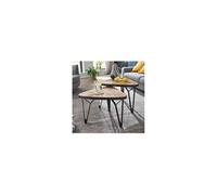 Lot de 2 tables gigognes triangulaires en acacia et manguier