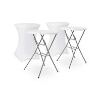 Alice's Garden - Lot de 2 Tables Hautes de réception - Gala - Mange Debout. Pliables. Ø80cm x 110cm + 2 Housses en Polyester. Blanches