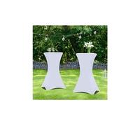 IDMarket – Tables hautes pliantes 105 cm avec 2 housses blanches – Lot de 2