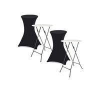 IDMARKET Lot de 2 tables hautes pliantes 105 CM et 2 housses noires