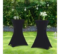 Lot De 2 Tables Hautes Pliantes 105 Cm Et 2 Housses Noires Noir