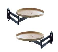 Lot de 2 tables rondes compactes pliantes murales 30,5 cm - Bureau basse peu encombrant avec étagère rétractable pour bureau, cuisine ou bar - Finition naturelle