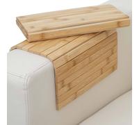 lot de 2 tablettes d'accoudoir HWC-E72, Sofa-Butler tablette flexible, bambou flexible 45x30cm