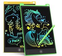 Lot de 2 tablettes D'écriture LCD, Tableau à Gribouiller Coloré pour Enfants, Bloc de Dessin Effaçable et Réutilisable (Vert Jaune)