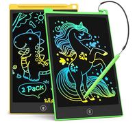 Lot de 2 tablettes D'écriture LCD, Tableau à Gribouiller Coloré pour Enfants, Bloc de Dessin Effaçable et Réutilisable (Vert Jaune)