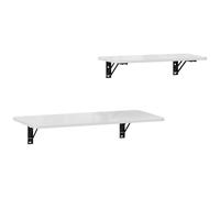Lot de 2 tablettes rabattables - étagères murales pliables - métal noir blanc laqué
