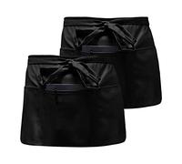 Lot de 2 Tabliers Courts Imperméables avec 3 Poches Profondes - Demi Tablier Unisex Professionnel pour Cuisine, Serveur, Bistro, Restaurant, Café