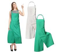 Lot de 2 tabliers de poterie à jambes fendues, couverture complète en toile et céramique, tabliers artistiques réglables et imperméables avec 3 poches, long tablier de peinture d'artiste pour homme et