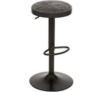 Lot de 2 Tabouret de bar ajustable et pivotant coloris noir et gris - Diamètre 41,5 x Hauteur 76 cm - PEGANE -