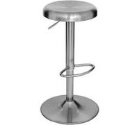 Lot de 2 Tabouret de bar ajustable et pivotant en acier chromé - Diamètre 41,5 x Hauteur 76 cm - PEGANE -