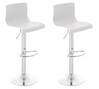 CLP Lot de 2 tabouret de bar Hoover Assise Plastique et Piètement Métal chromé , Blanc