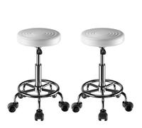 Lot de 2 tabouret roulette avec tabouret de bar rotatif Lines - Blanc -