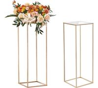 lot de 2 tabourets à fleurs angulaires 28x28x80cm - Porte-fleurs pour la décoration des bars, hôtels et cafés - Table d'appoint moderne en fer et stratifié acrylique - Tabouret et support pour plantes