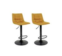 AltoBuy Magnus - Lot de 2 Tabourets Acier et Tissu Jaune Moutarde