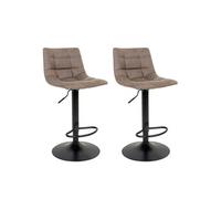 MAGNUS - Lot de 2 Tabourets Acier et Tissu Marron Clair - Altobuy Marron G