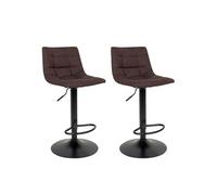 MAGNUS - Lot de 2 Tabourets Acier et Tissu Marron Foncé - Altobuy Marron G